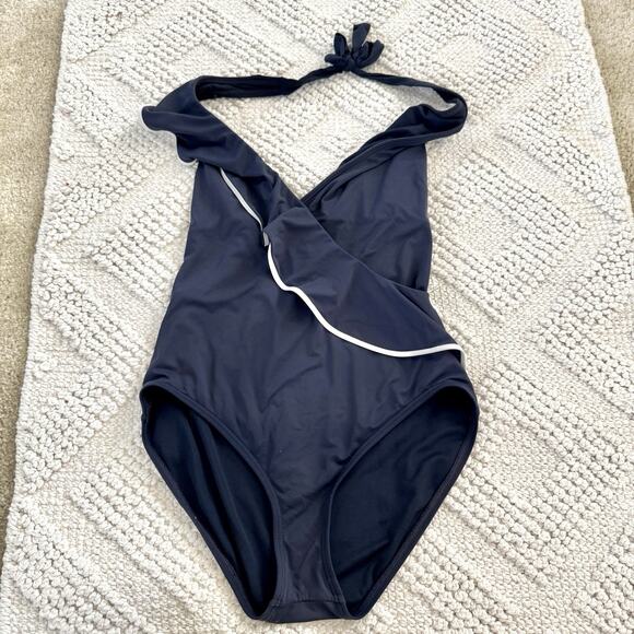 Carmen Marc Valvo Other - Carmen Marc Valvo One-Piece Swim Bathing Suit Women’s 14 Padded Halter Navy Blue
